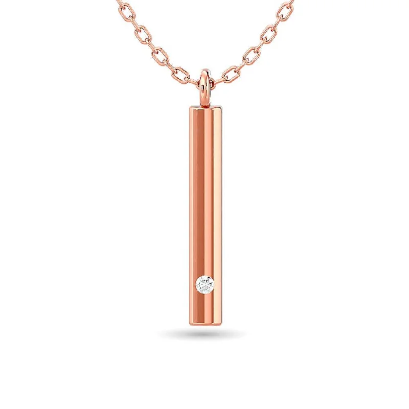 Women’s beaded necklace-Diamond Bar Pendant 1/50 ct tw in 10K Rose Gold