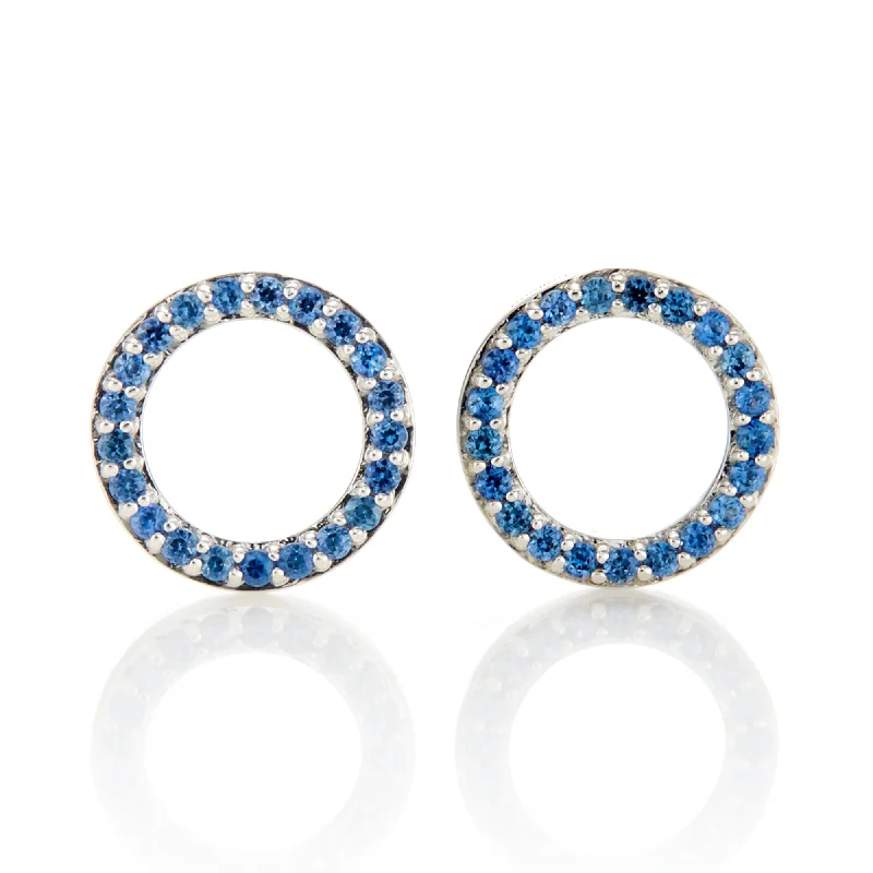 Women’s luxury earrings set-Blue Sapphire Open Circle Earrings