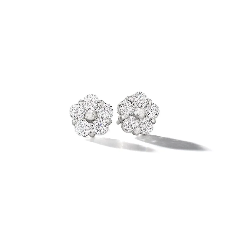 Women’s gold earrings-Anzia Flower Diamond Stud Earrings – XL