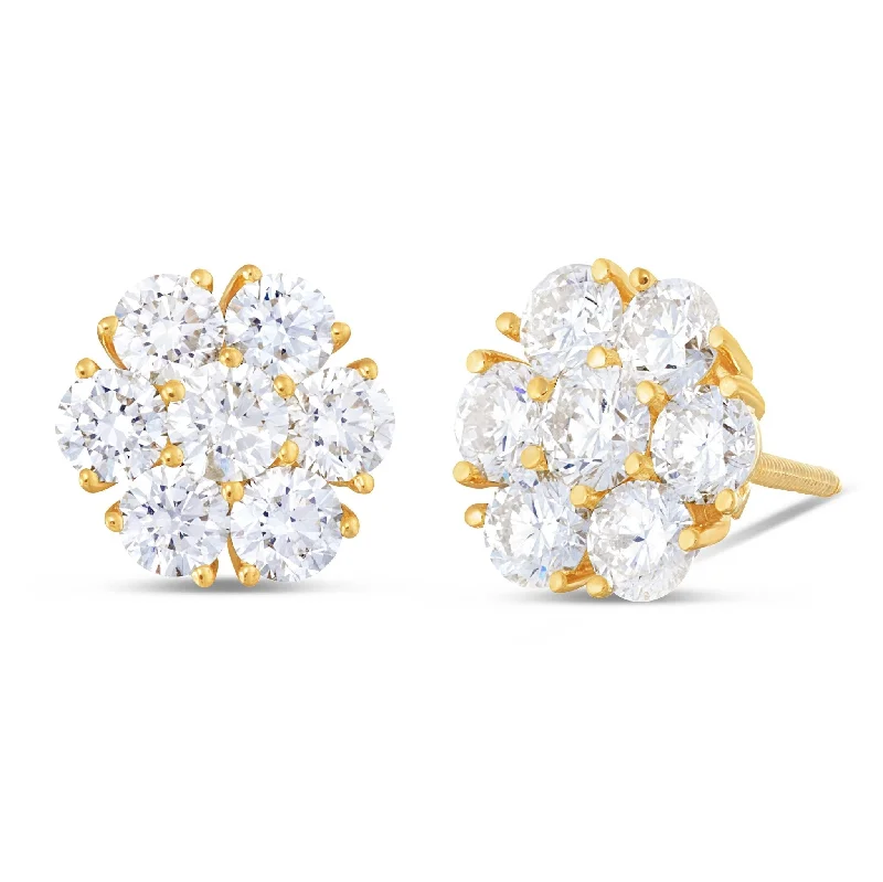 Women’s round diamond engagement ring-14K Gold Shyne Collection 10pt Diamond Flower Studs