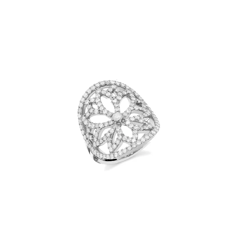 Women’s colored diamond engagement ring-Diamond Lotus Ring R0089