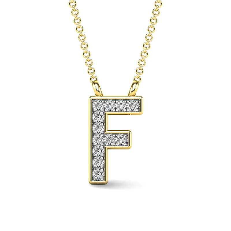 Women’s gemstone necklace-Diamond 1/20 Ct.Tw. Letter F Pendant in 10K Yellow Gold""