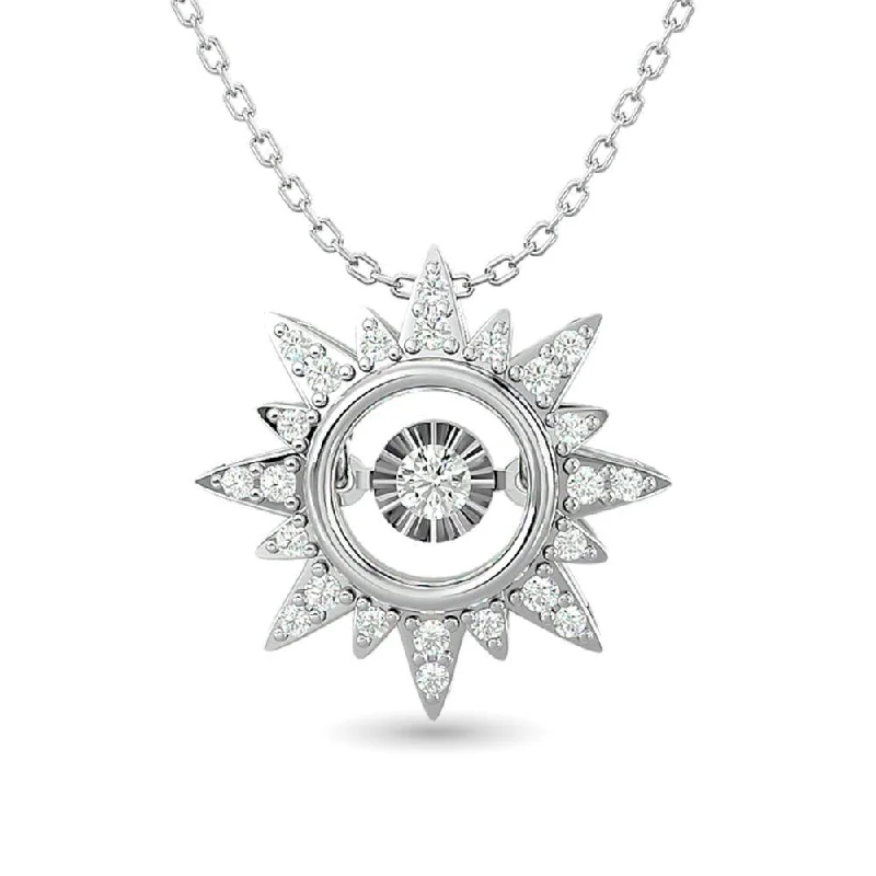 Women’s minimalist necklace-Diamond Shimmering Sun Pendant 1/6 ct tw in 10K White Gold