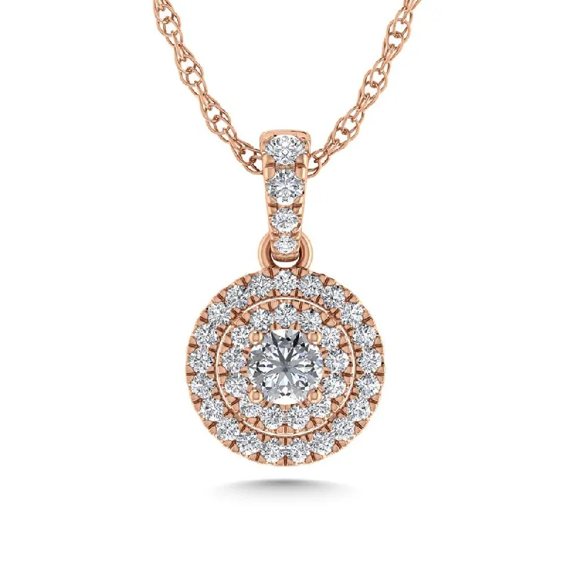 Women’s casual necklace-14K Rose Gold Diamond 3/8 Ct.Tw. Fashion Pendant