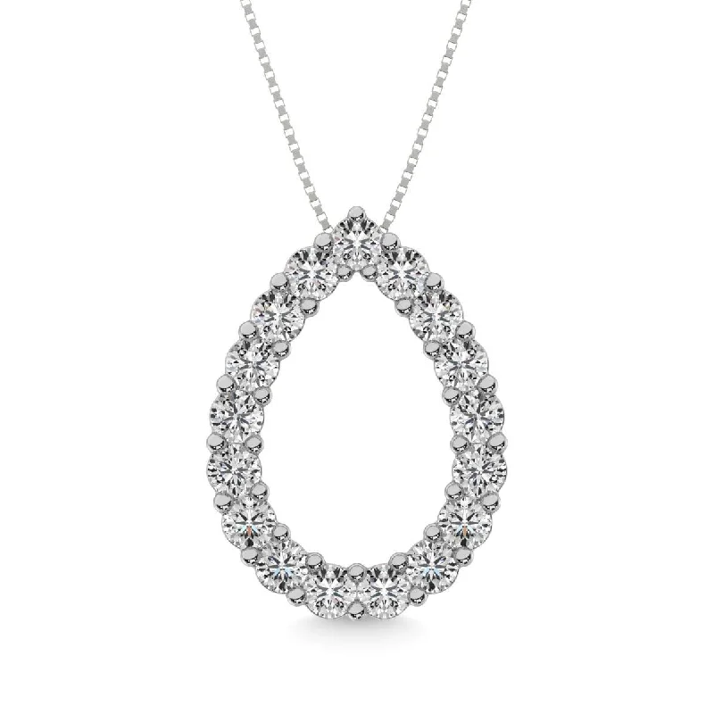 Women’s modern necklace-Diamond 2 ct tw Pear Shape Pendant in 14K White Gold