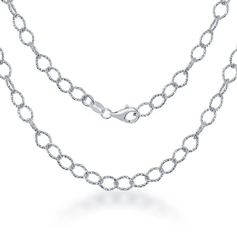 Women’s moissanite engagement ring-Sterling Silver Rhodium Plated Diamond Cut Link Chain, 16"