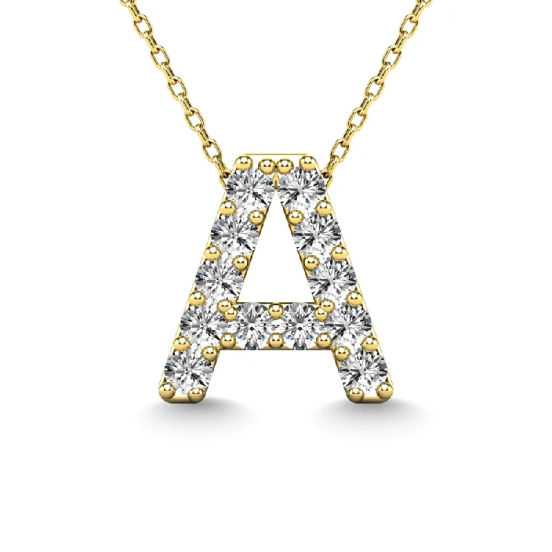 Women’s chokers and necklaces-Diamond 1/8 Ct.Tw. Letter A Pendant in 14K Yellow Gold""