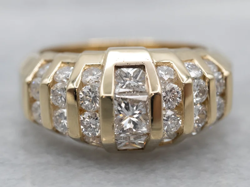 Women’s cushion-cut diamond engagement ring-Bold Diamond Cocktail Band