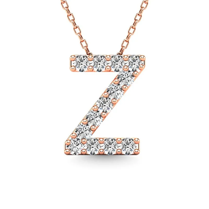 Women’s sparkling necklace-Diamond 1/8 Ct.Tw. Letter Z Pendant in 14K Rose Gold"