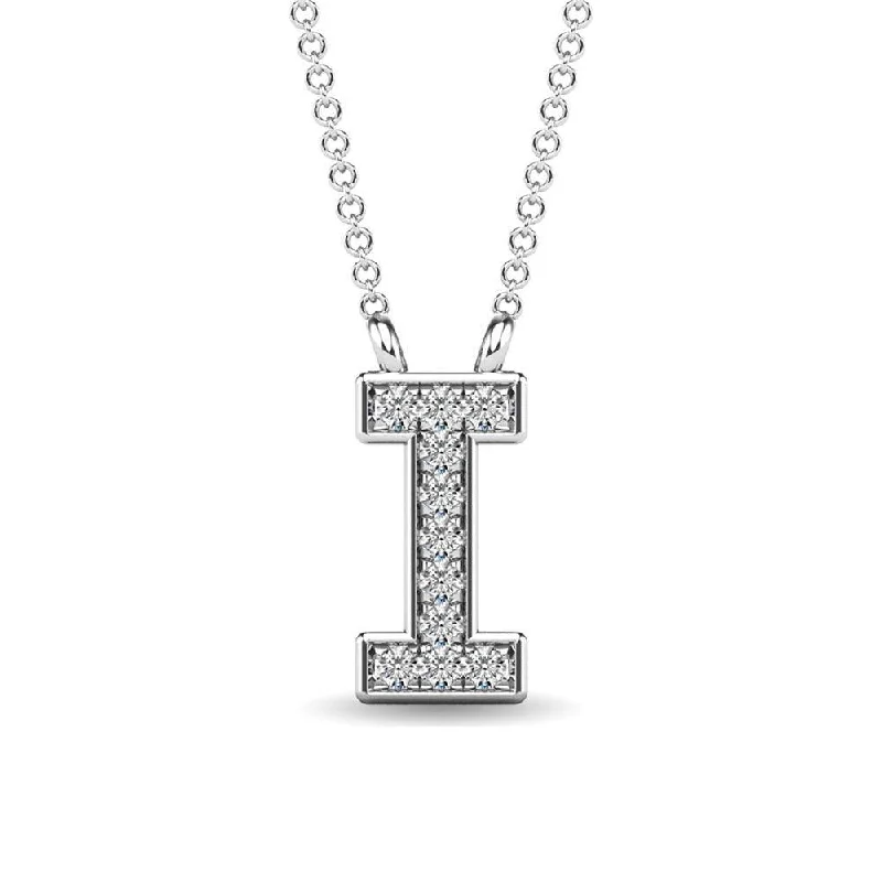 Women’s eternity necklace-Diamond 1/20 Ct.Tw. Letter I Pendant in 10K White Gold