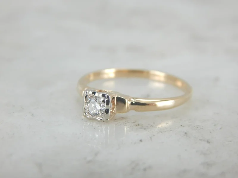 Women’s pear-shaped engagement ring-Classic Diamond Solitaire in Vintage Mounting with Illusion Head