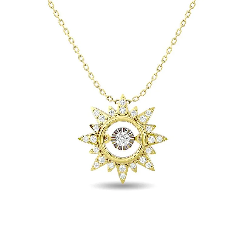 Women’s engraved necklace-Diamond 1/6 ct tw Star Pendant in 10K Yellow Gold