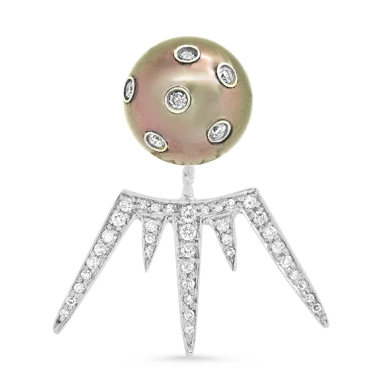 Women’s luxury hoop earrings-Pearl Spike Jacket