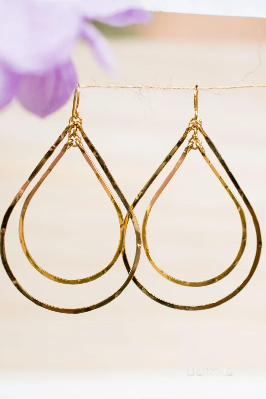 Women’s vintage gold earrings-Karla Double Tear Drop Earrings ~Gold Plated or Silver Plated ~ SME014