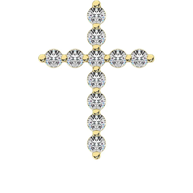 Women’s fashion statement necklace-10K Yellow Gold 1/4 Ct.Tw. Diamond Cross Pendant