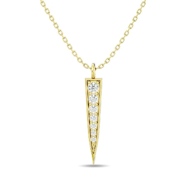 Women’s solitaire pendant necklace-Diamond 1/10 ct tw Round Cut Fashion Pendant in 10K Yellow Gold