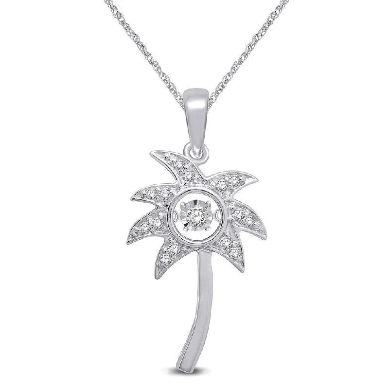 Women’s gold pendant necklace-14K White Gold 1/8 Ctw Moving Diamond Sea Life Pendant