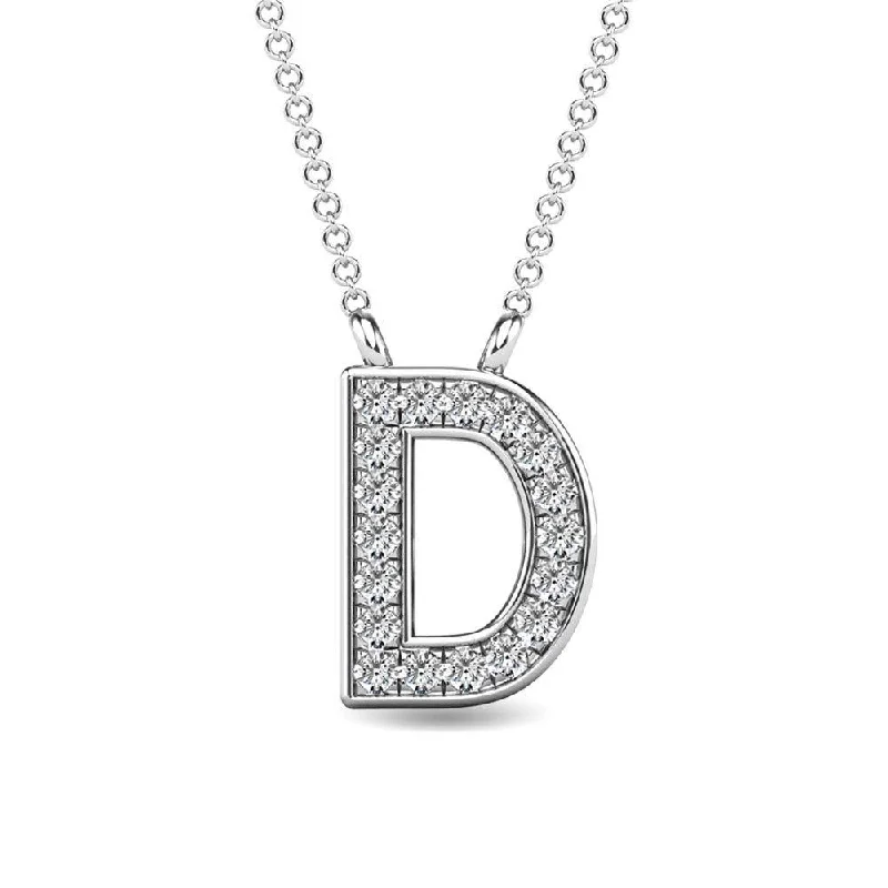 Women’s vintage pendant necklace-Diamond 1/20 Ct.Tw. Letter D Pendant in 10K White Gold