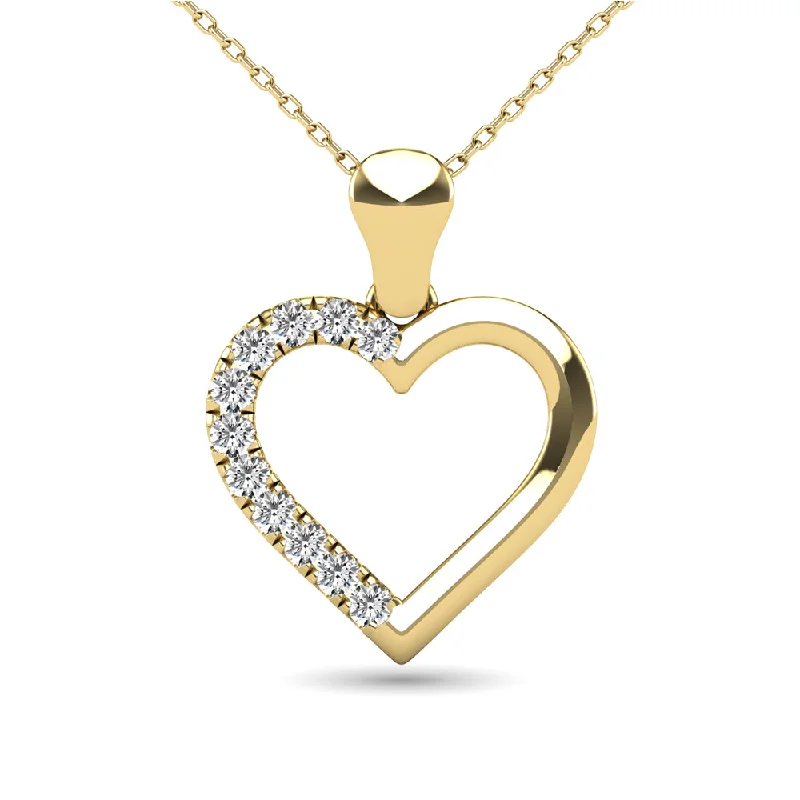 Women’s large pendant necklace-10K Yellow Gold 1/10 Ctw Diamond Heart Pendant