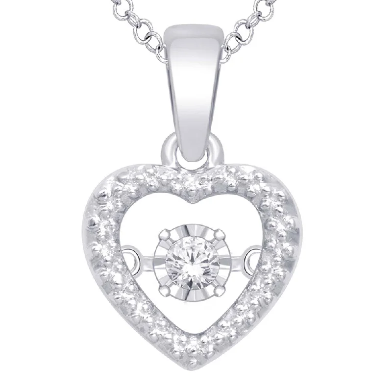 Women’s celestial necklace-Sterling Silver Moving Diamond Accent Fashion Pendant