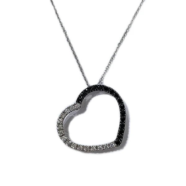 Women’s chic necklace-14k White Gold Black Diamond Pendant