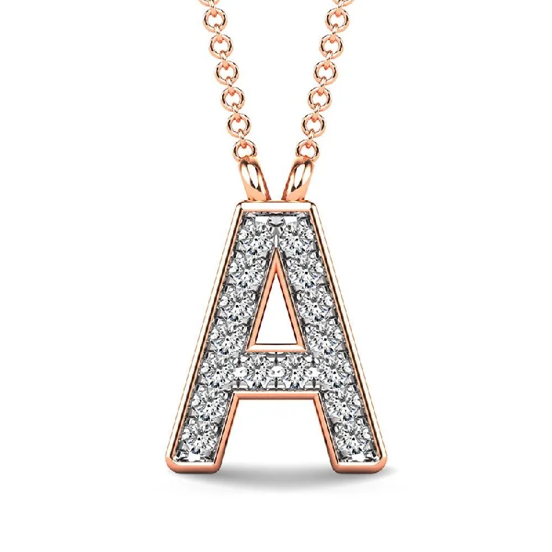 Women’s silver chain necklace-Diamond 1/20 Ct.Tw. Letter A Pendant in 10K Rose Gold