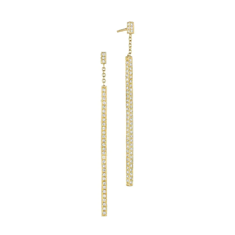 Women’s gold stud earrings-Piece Stick 3D Diamond Earrings