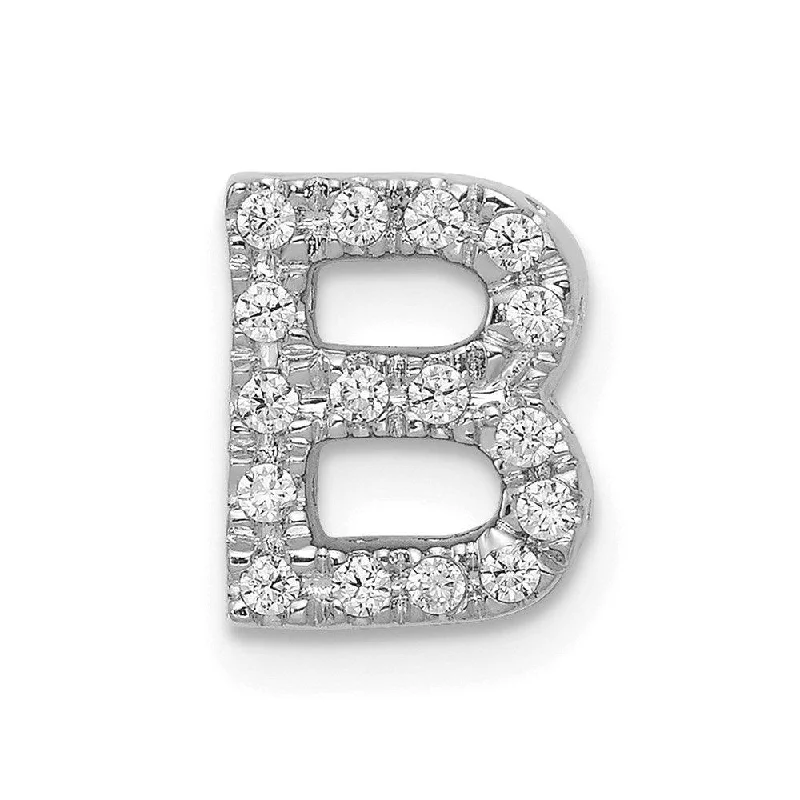 Women’s alternative stone engagement ring-14k White Gold Diamond Initial B Charm