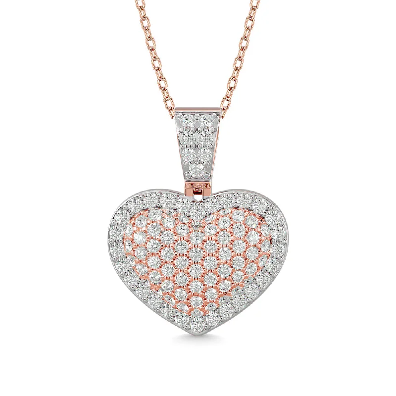 Women’s chain necklace-Diamond 1 1/2 ct tw Heart Pendant in 10K Pink Gold With White Gold Touch