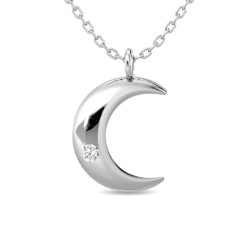 Women’s chain necklace-Diamond 1/20 ct tw Moon Pendant in Sterling Silver