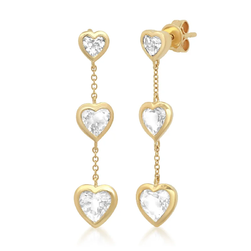 Women’s crystal earrings-Heart Chain Drops