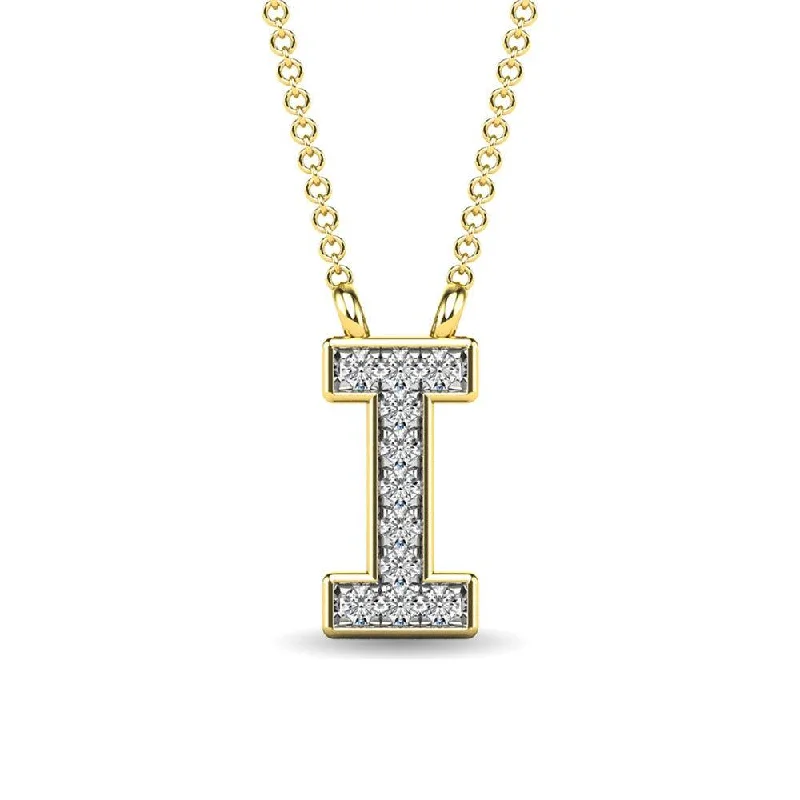 Women’s dainty necklace-Diamond 1/20 Ct.Tw. Letter I Pendant in 10K Yellow Gold