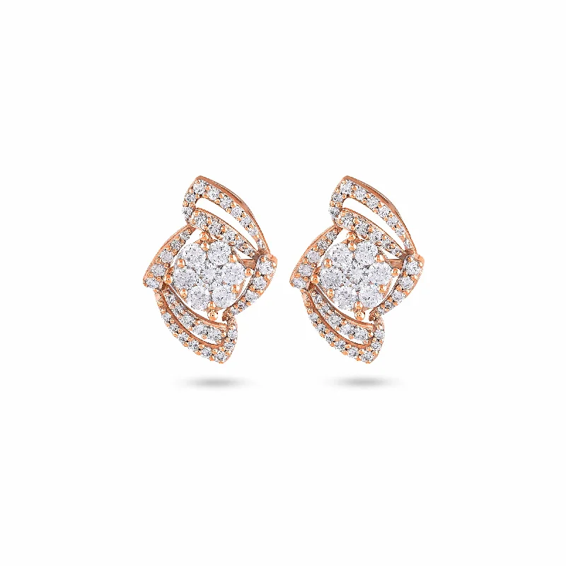 Women’s engraved earrings-Two Way Wearable Cross Jacket Stud Earrings  in Illusion Setting