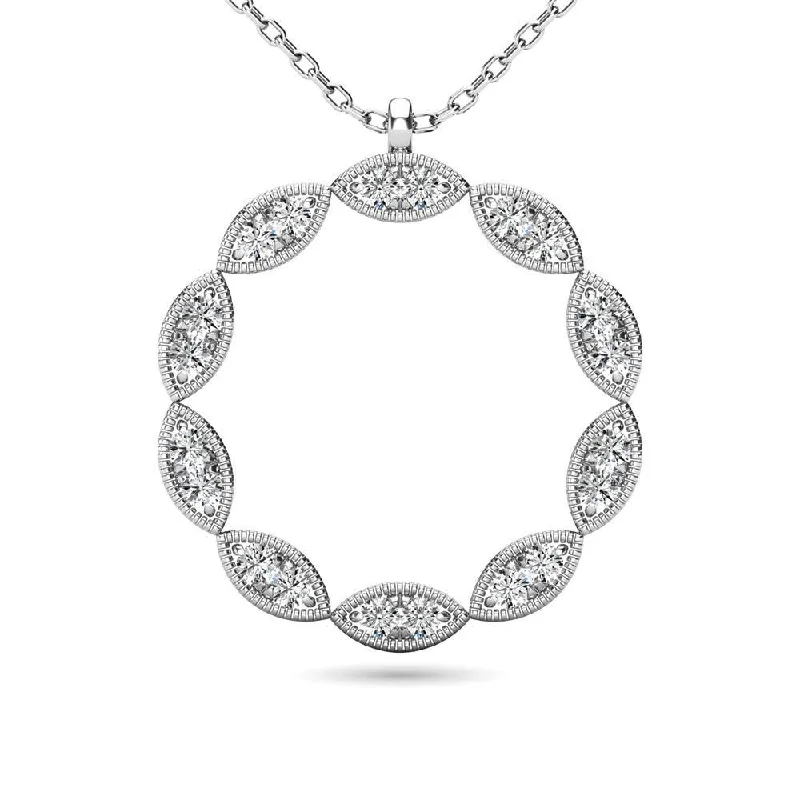 Women’s diamond necklace chain-Diamond 1/10 ct tw Fashion Pendant in 10K White Gold