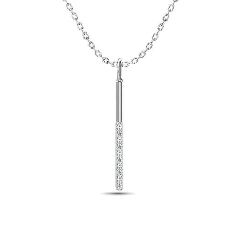 Women’s gold necklace-10KT WHITE GOLD 1/10CT TW DIAMOND PENDANT