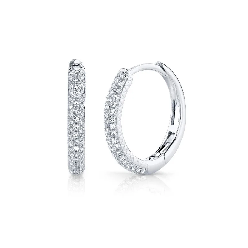 Women’s drop hoop earrings-Diamond Hoops