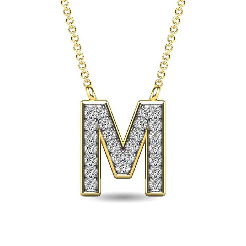 Women’s minimalist necklace-Diamond 1/20 Ct.Tw. Letter M Pendant in 10K Yellow Gold