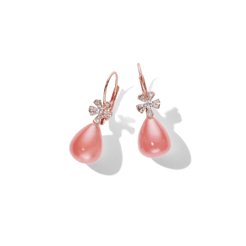 Women’s large earrings-Wonderland Teardrop Rhodocrosite Earrings – Medium