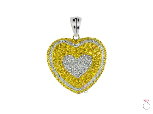 Women’s diamond necklace-White Fancy Yellow Diamond Heart Pendant 14K