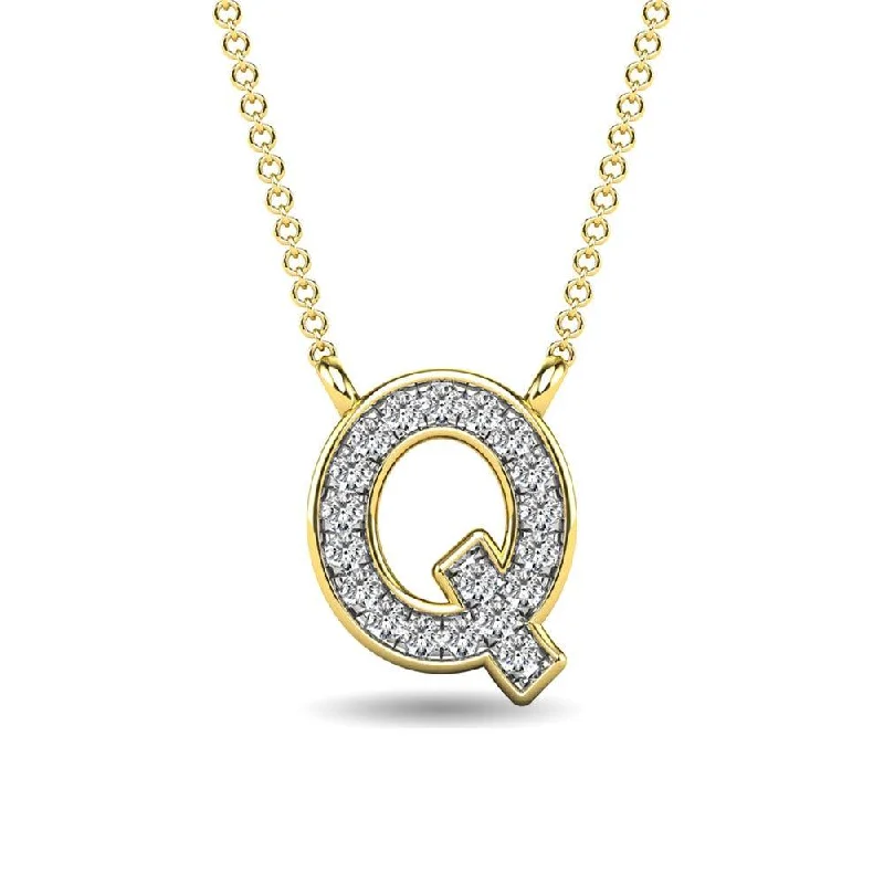 Women’s chain necklace-Diamond 1/20 Ct.Tw. Letter Q Pendant in 10K Yellow Gold