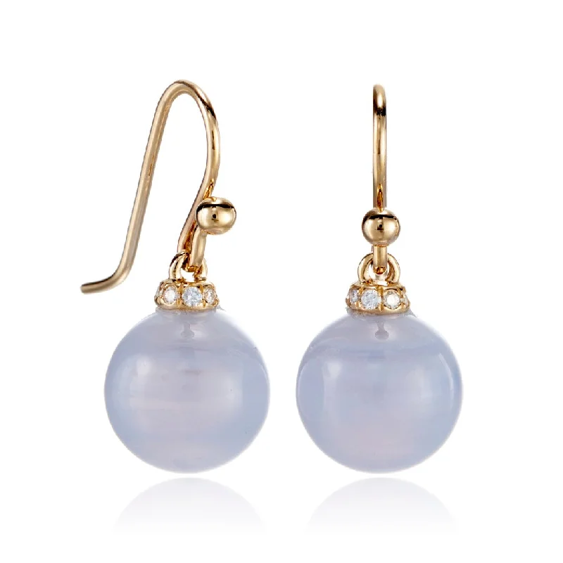 Women’s crystal drop earrings-Diamond-Cap Blue Lace Agate Drop Earrings