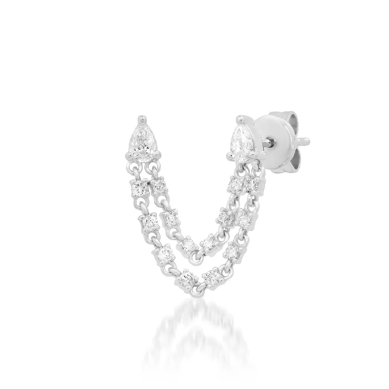 Women’s sparkling hoop earrings-Diamond Chain Stud