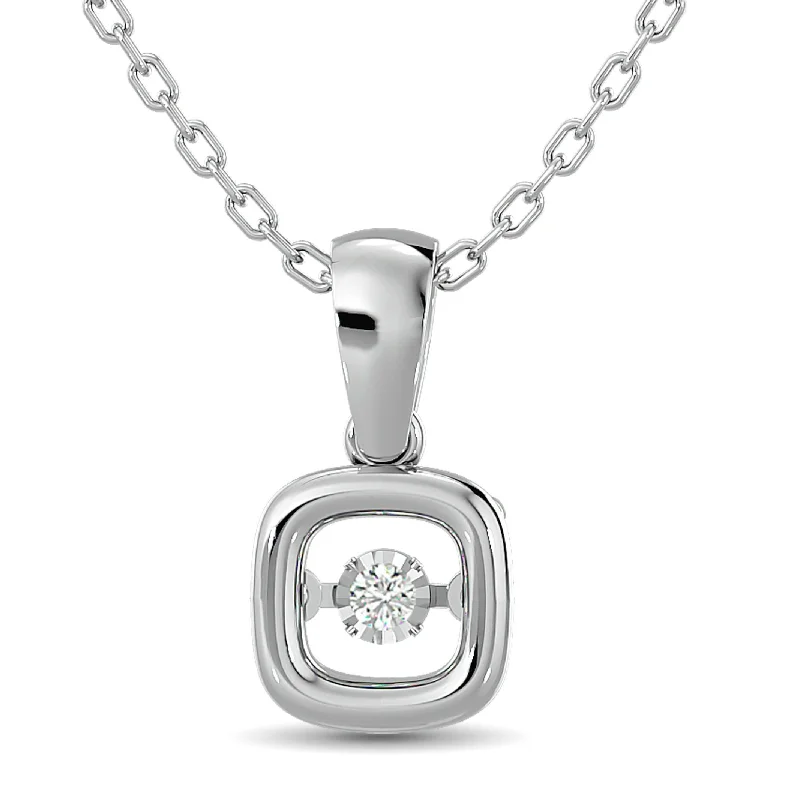 Women’s sapphire necklace-Diamond Shimmering Pendant 1/50 ct tw Round-cut in Sterling Silver