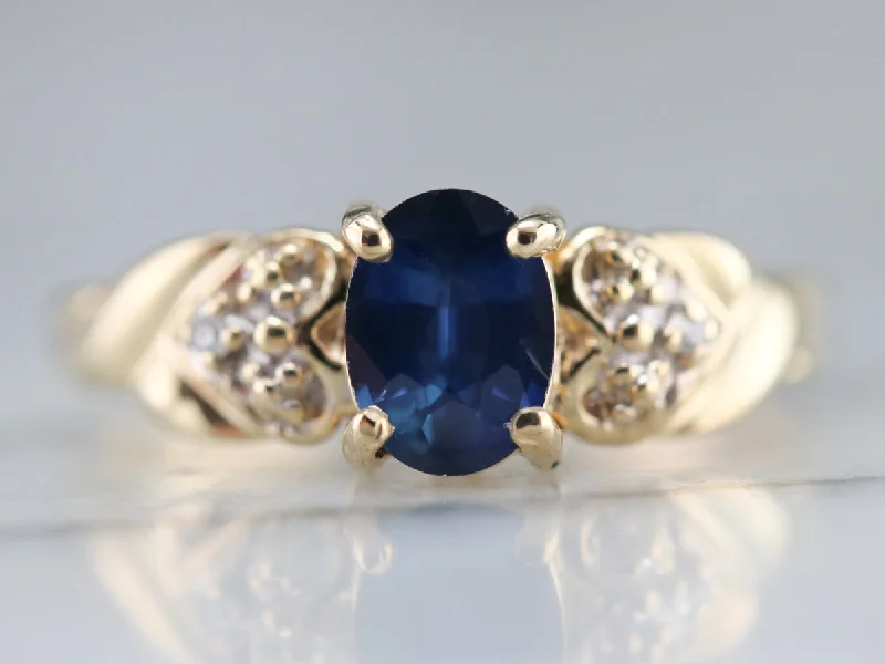 Women’s simple engagement ring-Sapphire and Diamond Anniversary Ring