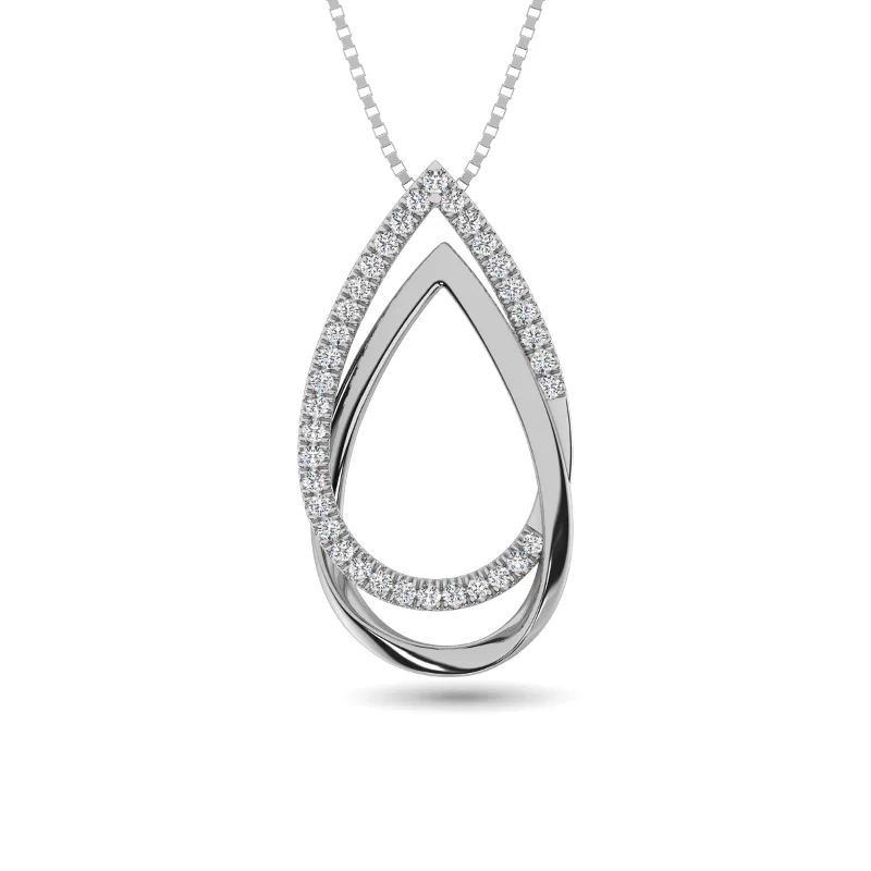 Women’s zodiac pendant necklace-Diamond 1/6 ct tw Tear Shape Pendant in 14K White Gold