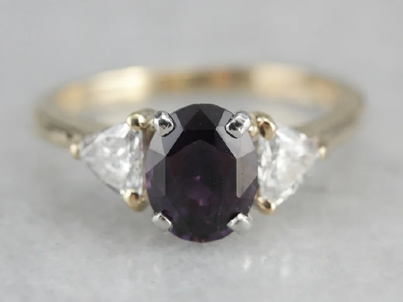 Women’s engagement ring set-Purple Sapphire and Diamond Anniversary Ring