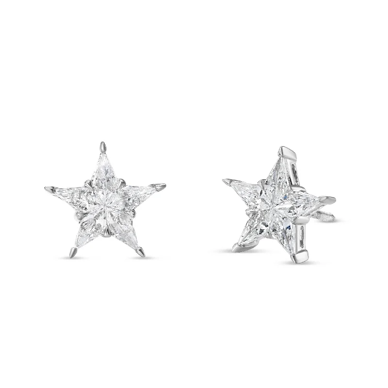 Women’s unique gemstone engagement ring-18K White Gold 1.27ct Diamond Star Studs