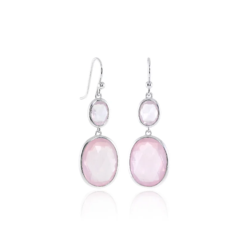 Women’s unique hoop earrings-Raindrop Earrings in Rose Quartz