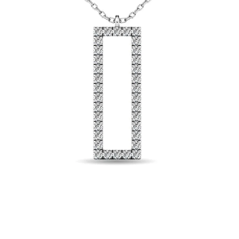 Women’s yellow gold necklace-Diamond 1/8 ct tw Rectangle Pendant in 10K White Gold