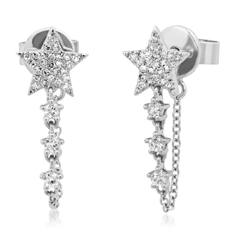 Women’s art deco earrings-Star Chain Studs